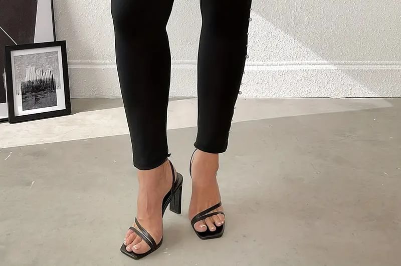 uliaque - Plus Size Hoge Taille Effen Faux Pearl Leggings