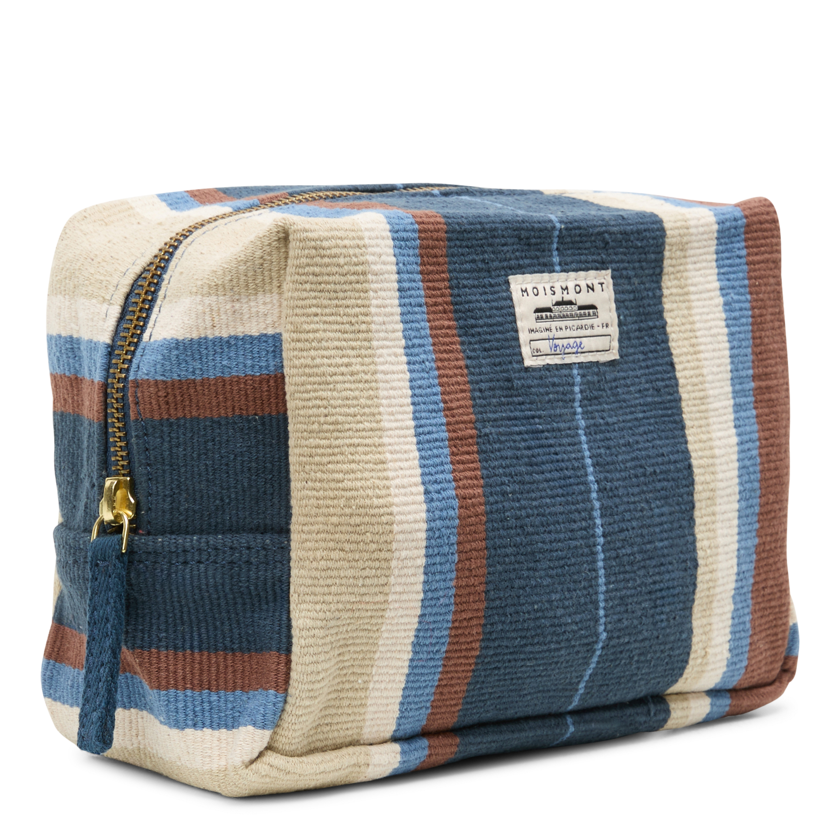 N°38 - Trousse rayée en coton| Bleu