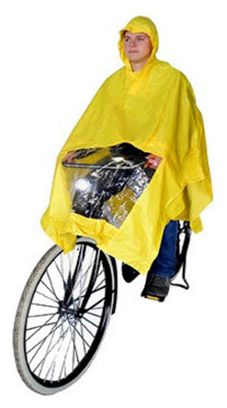 Poncho pluie avec fenêtre pour lumière de vélo .