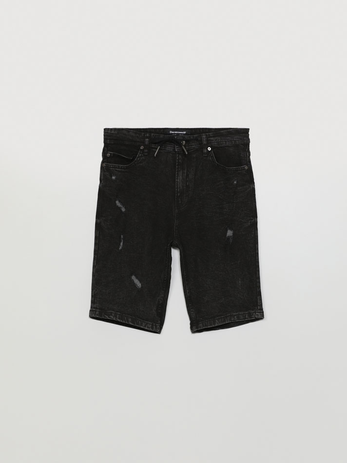 Bermuda jeans skinny stretch - Preta
