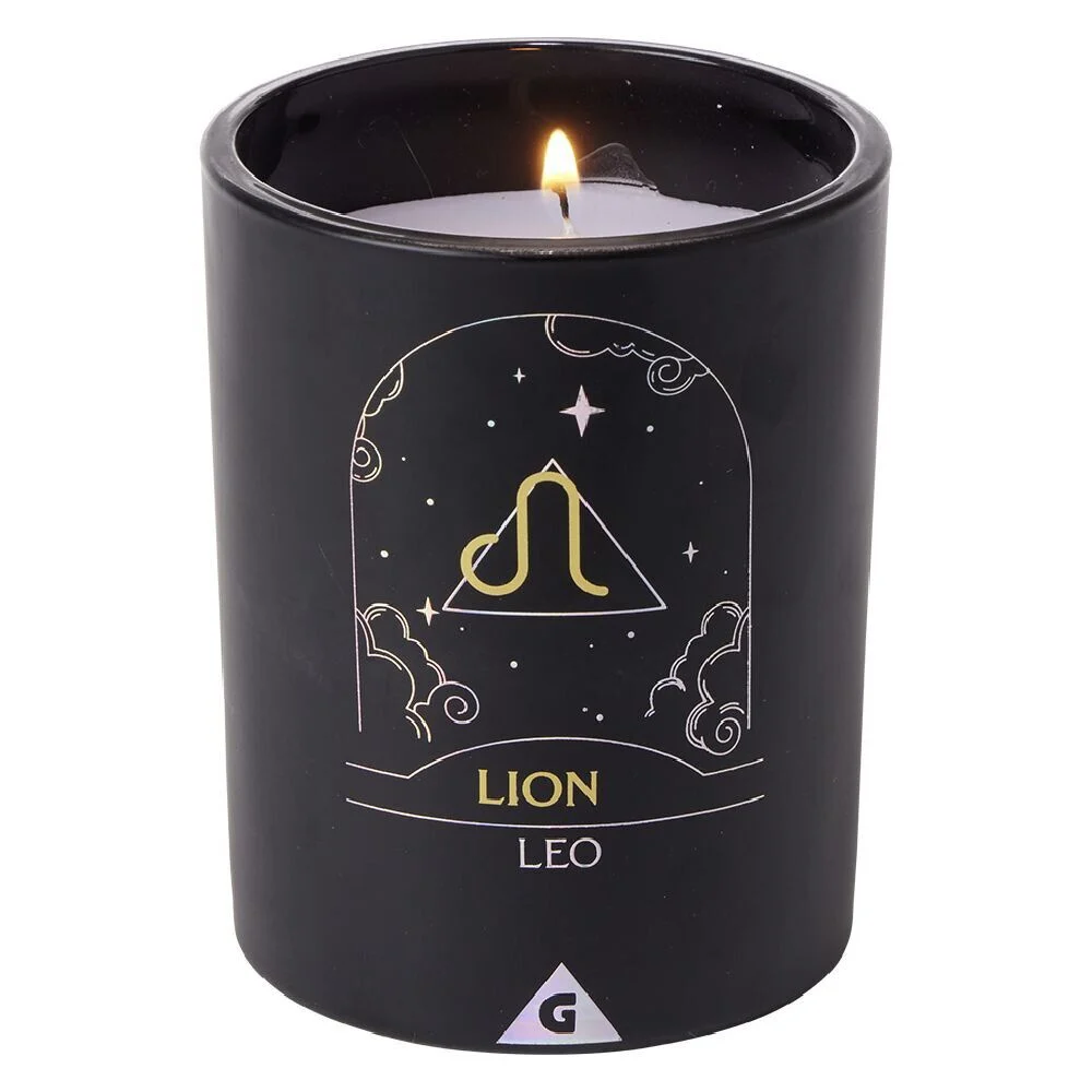 Bougie bijou doré signe astro Lion senteur noix de coco 36H