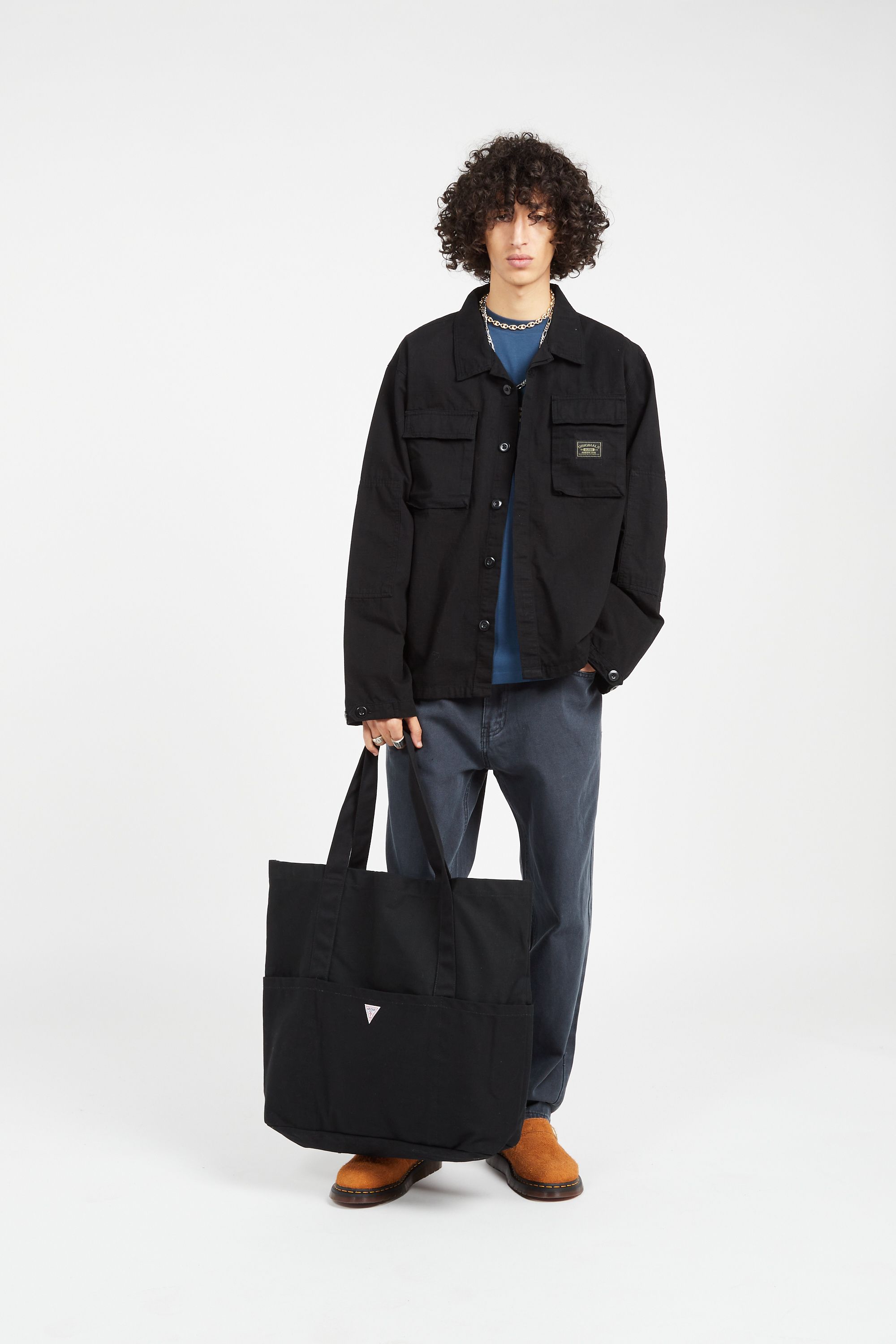 GUESS ORIGINALS Sac Tote  GO VTGE COTTON TOTE JTMU Noir
