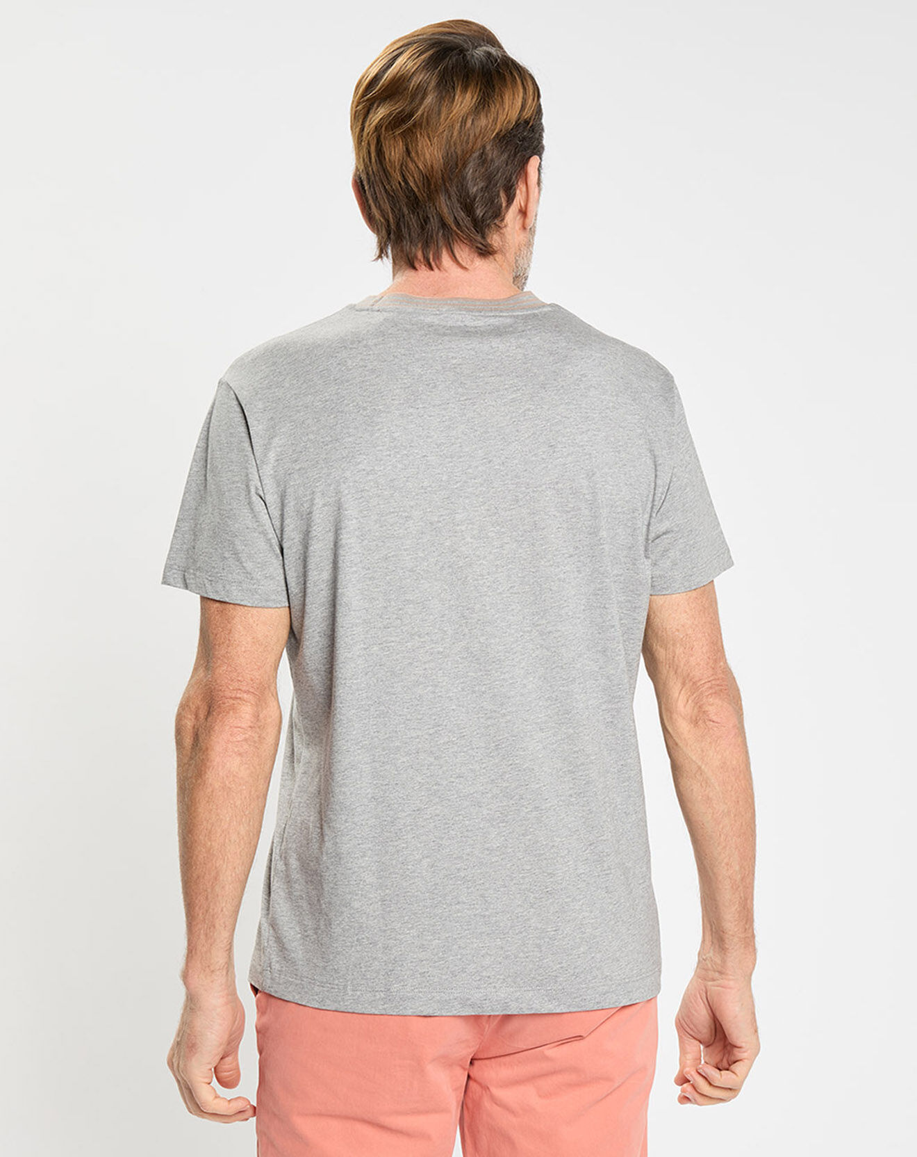 Hackett London T-shirt en Jersey Regular Fit Rib gris
