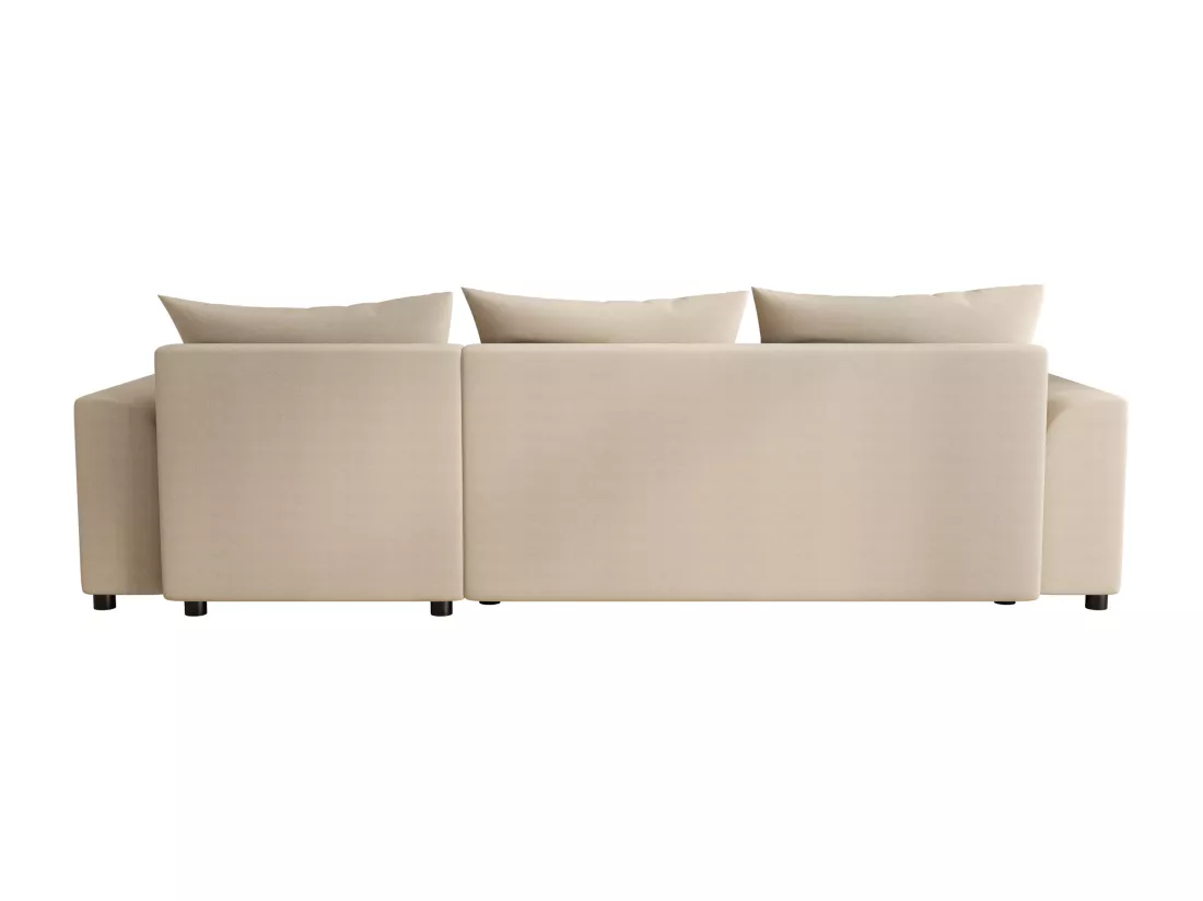 Canapé d'angle convertible et réversible en tissu beige NESSARO