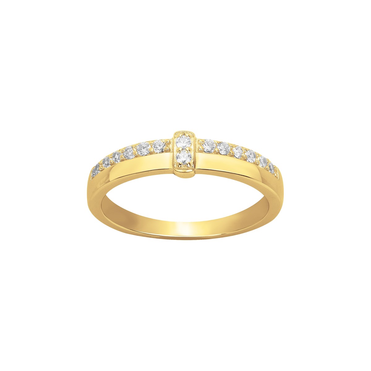 Bague en Plaqué Or avec oxyde de zirconium blanc