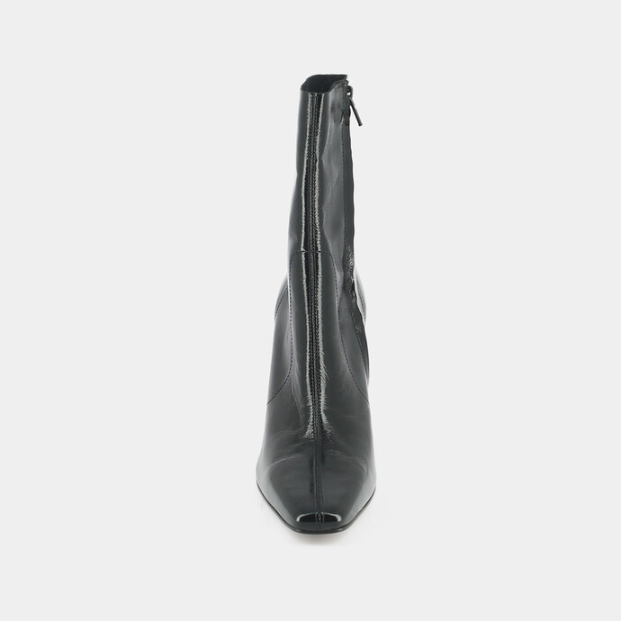 Boots à talons et bouts carrés  cuir brillant noir