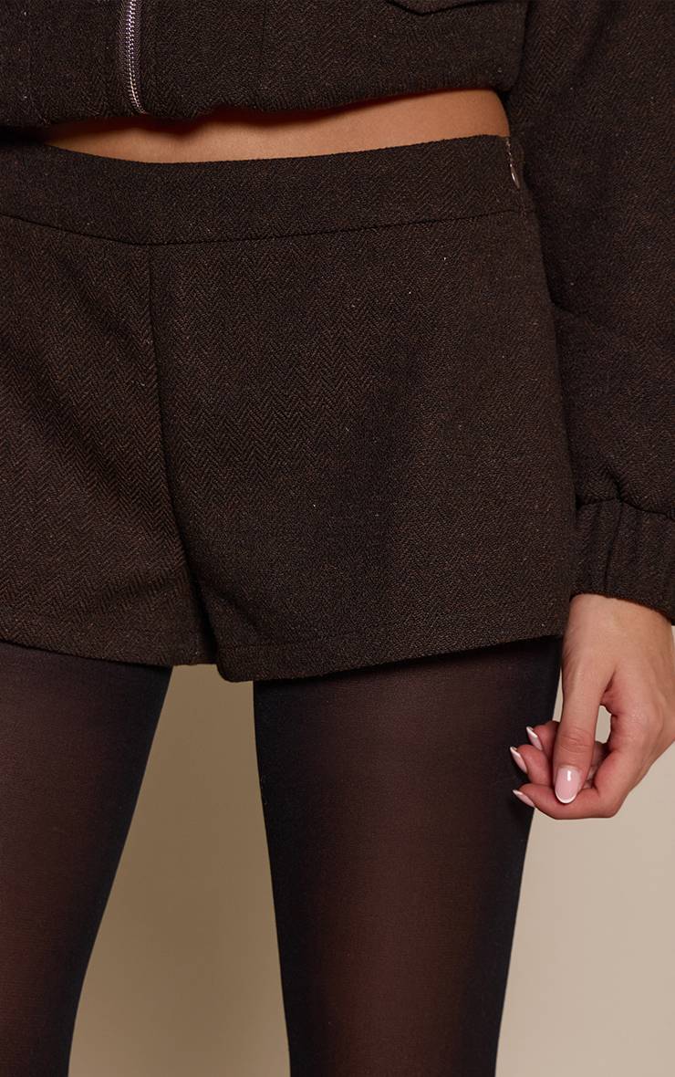 Brown Short Tailleur Mini À Chevrons