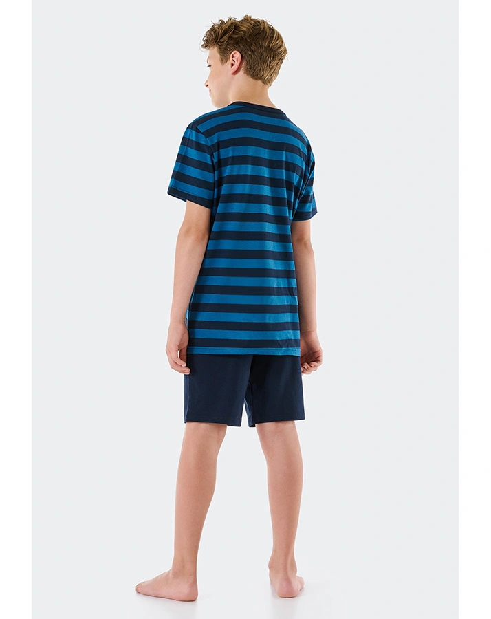 Schlafanzug kurz TEEN STRIPES in blau