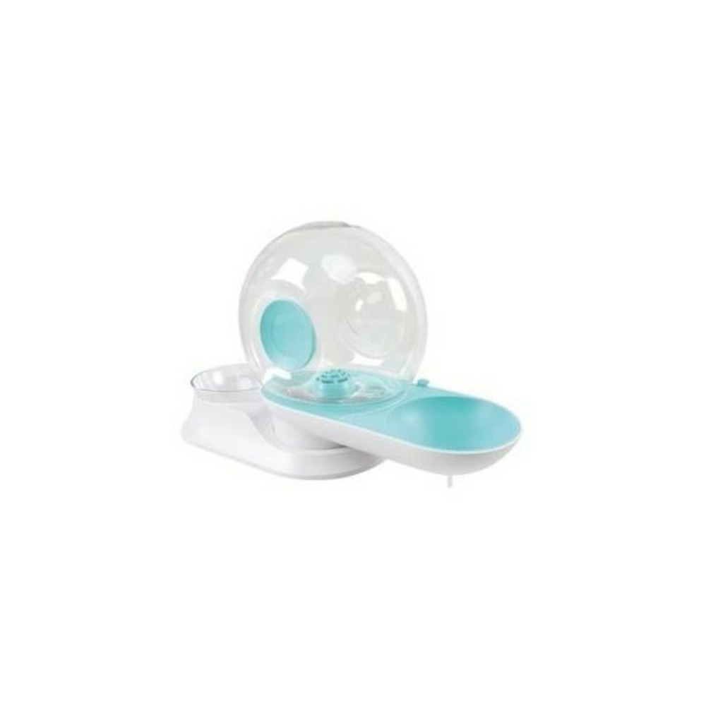 Distributeur de croquettes et d'eau avec filtre m.pets snail - 2800ml + 240gr - 28x24x25 cm - blanc, bleu et transparent