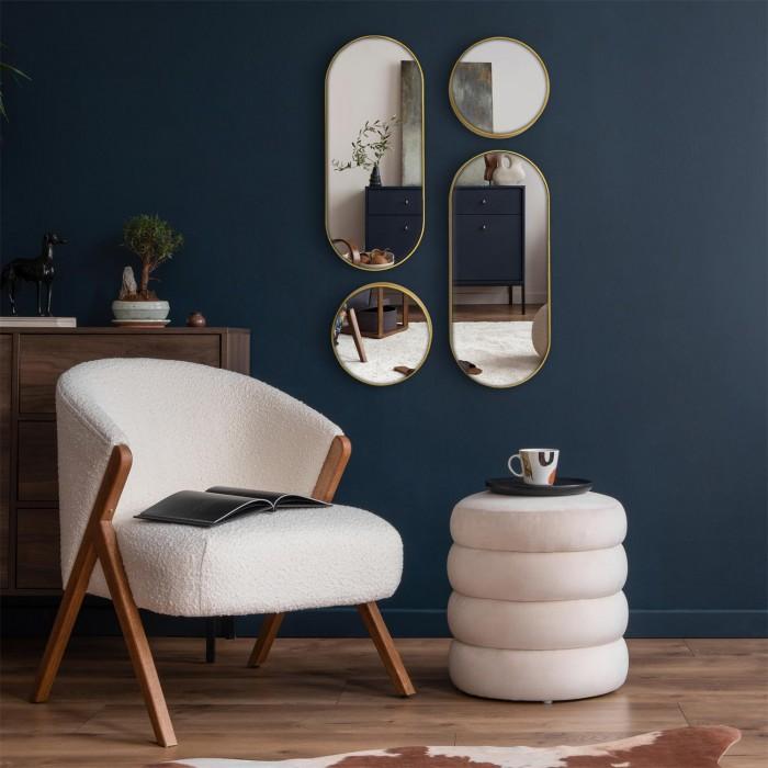 MIROIR DECO ROND ET OVALE VERSA DORE X4 PIECES