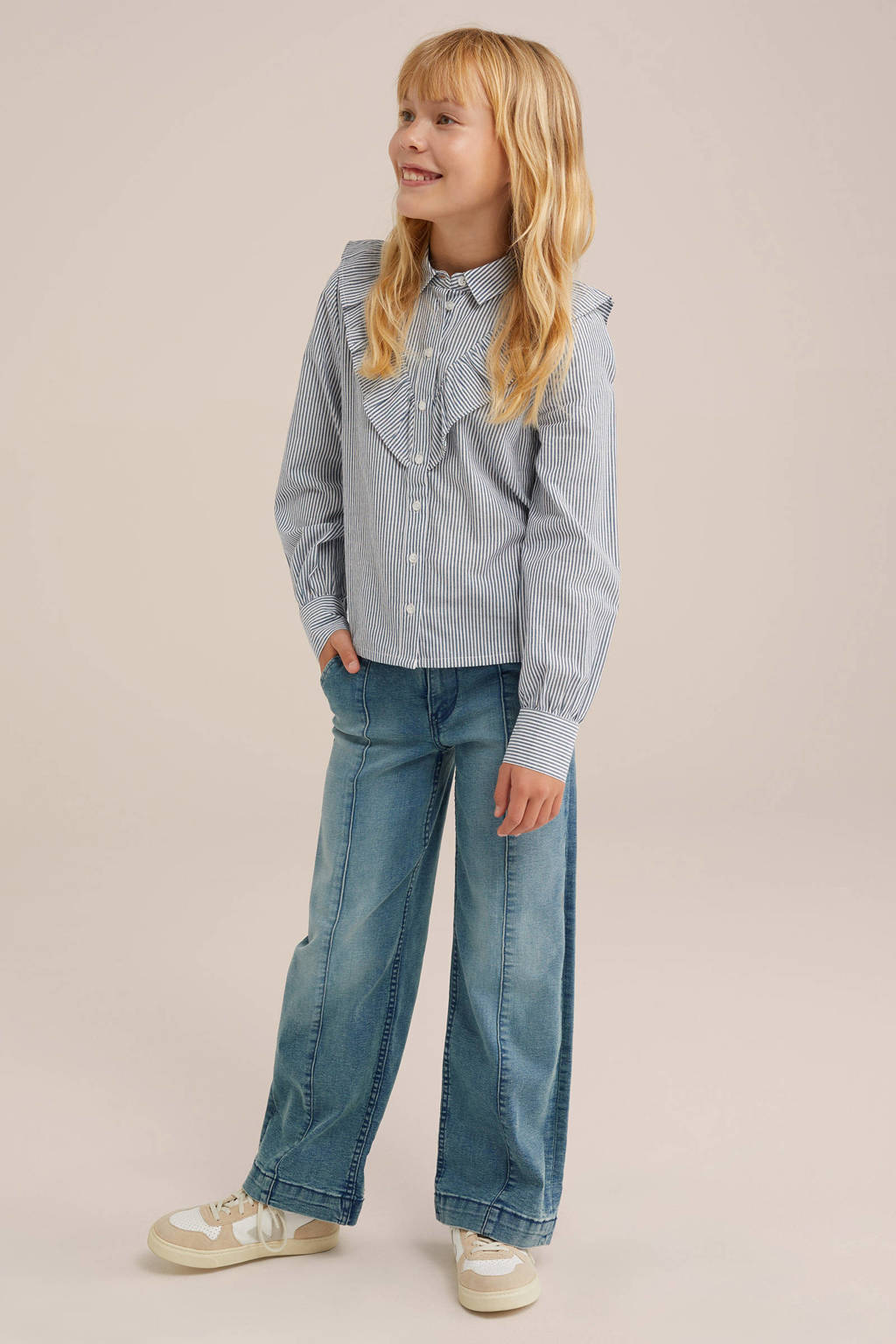 WE Fashion high waist loose fit jeans blue used denim