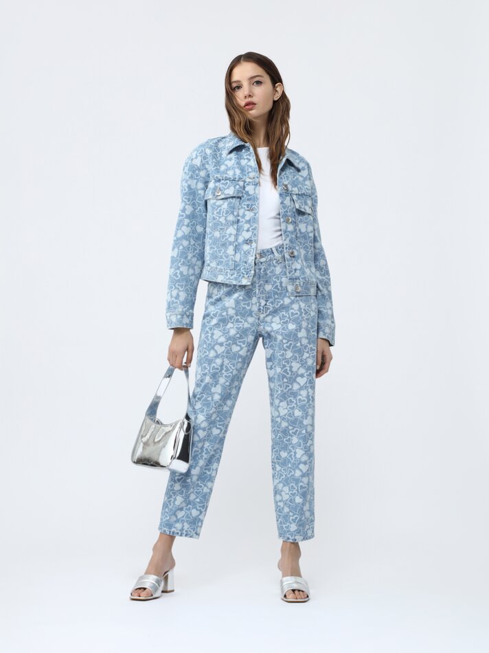 Jaqueta jeans estampada - Índigo