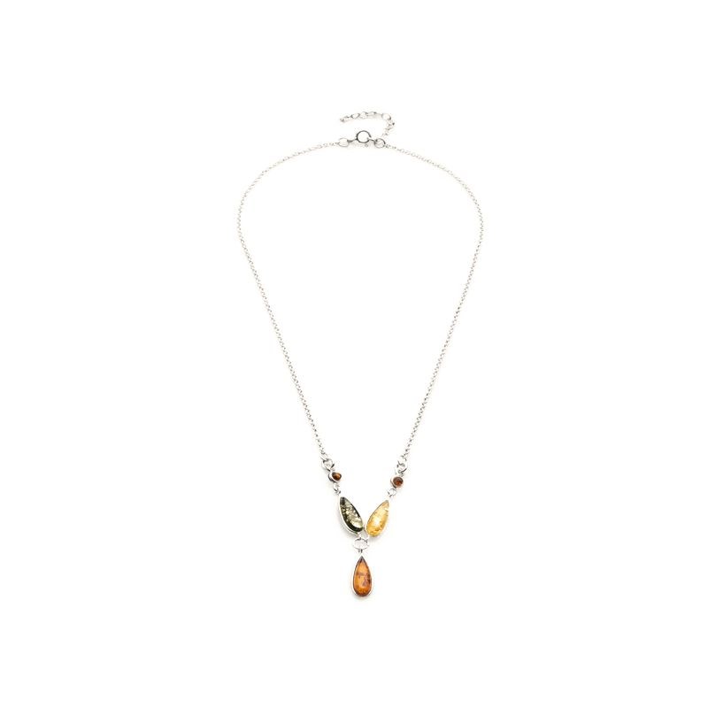 Collier argent 925 Ambre veritable de la mer Baltique