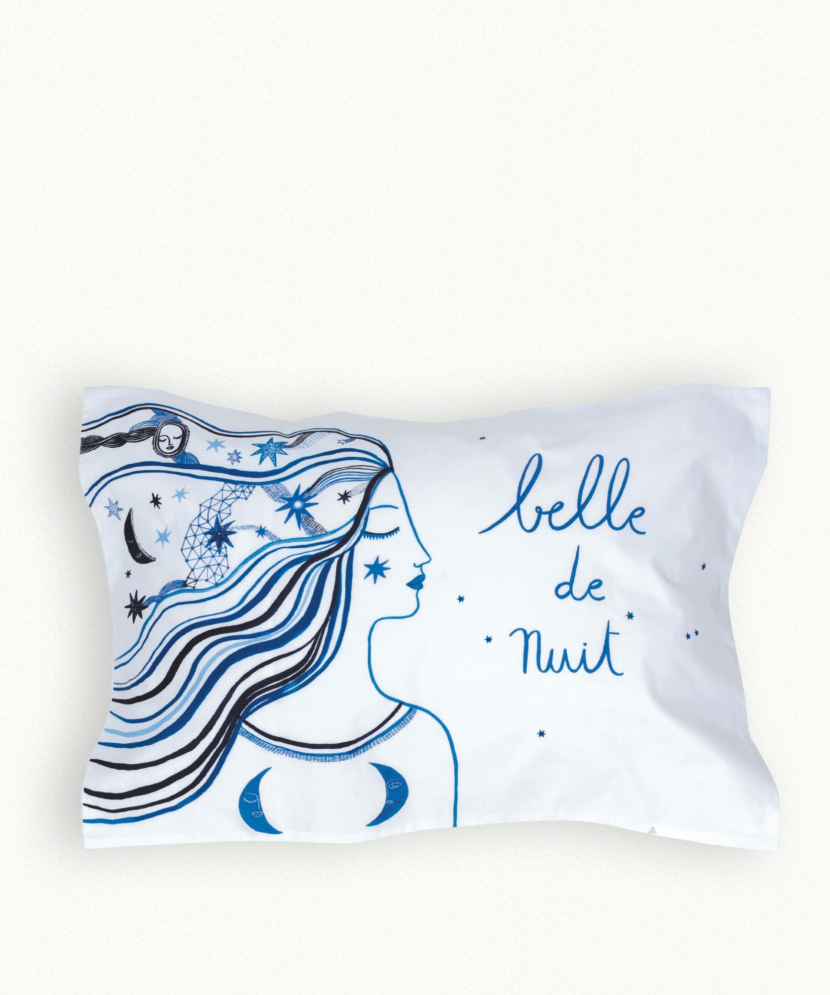 2 Taies d' oreiller Rectangle Belle De Jour Nuit  100% coton - 50 x 70 cm