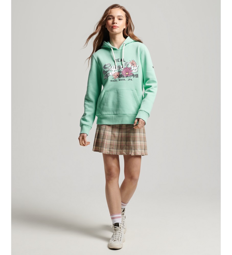 Moletom com capuz Superdry Vintage Narrative Logo Turquesa