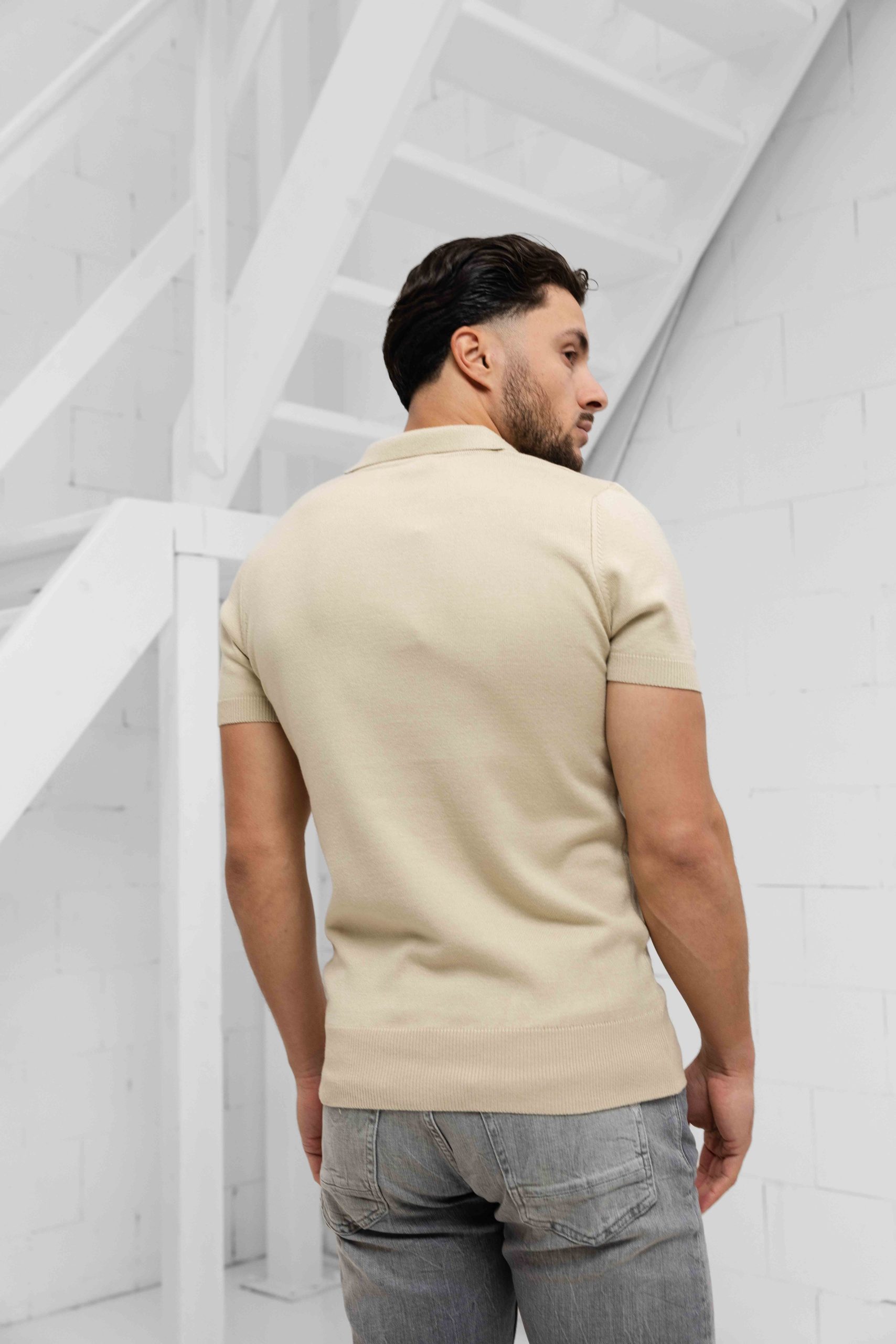 Malelions Knitted Patch Polo Heren Beige