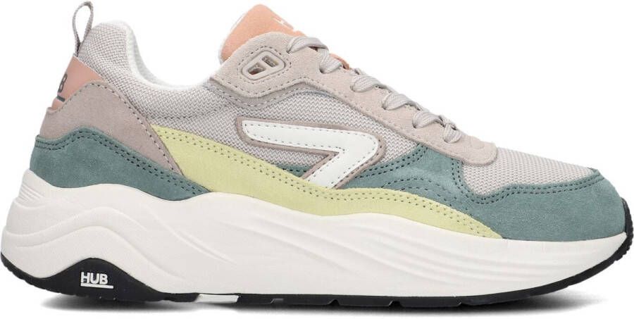 HUB Glide chunky suède sneakers beige groen
