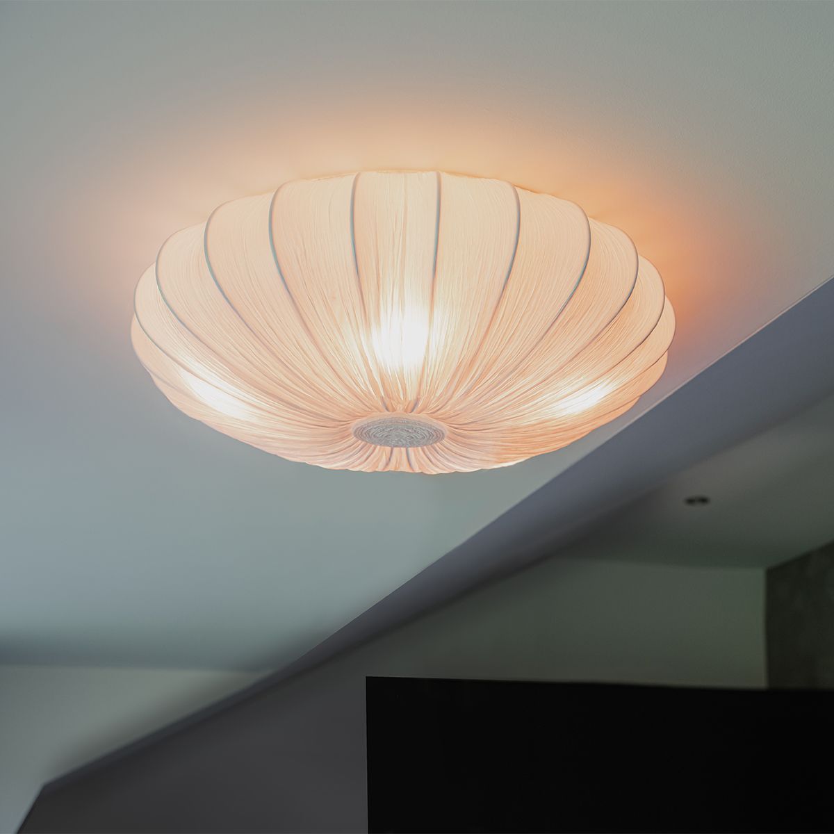 Japandi plafondlamp wit zijden 60cm 5-lichts - Plu