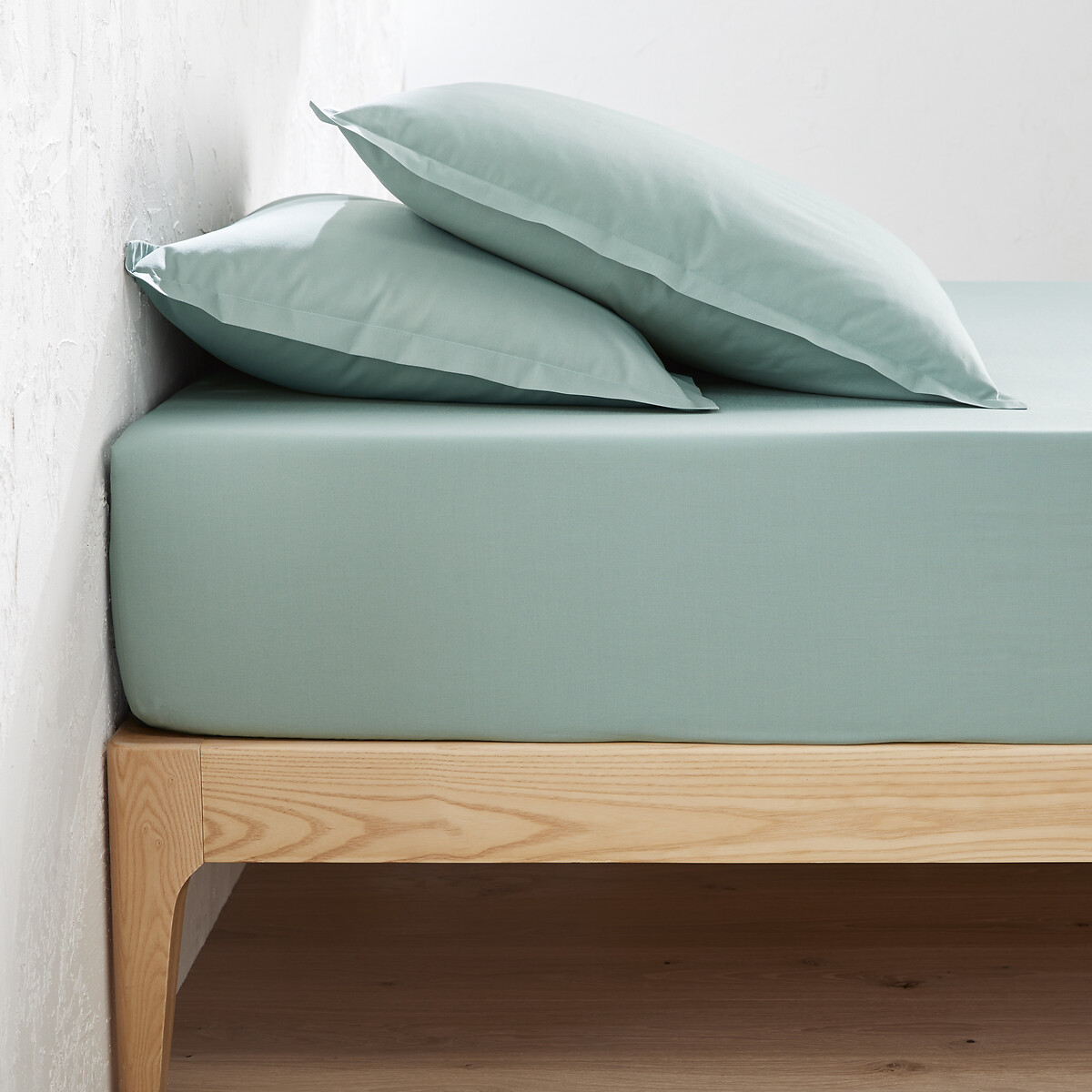 LA REDOUTE INTERIEURS<br>Lençol justo de algodão percal, bainha 30 cm Cenário