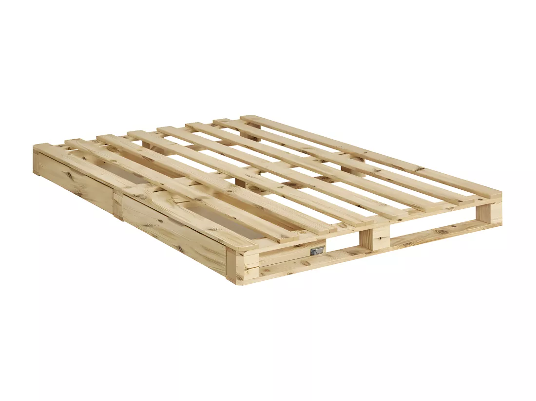 Pack lit palette avec matelas 160x200 cm bois massif bois naturel CEMBRO