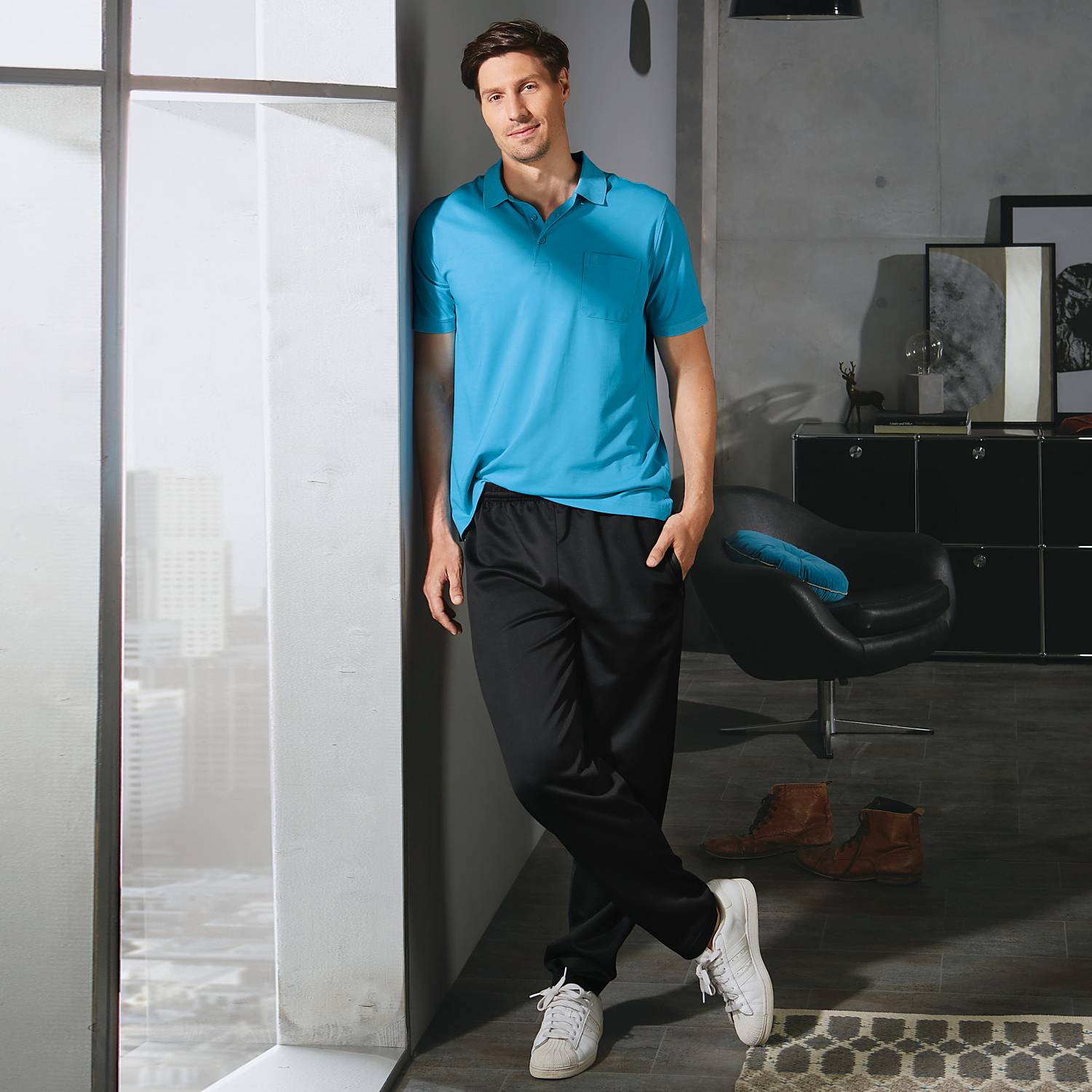 Erwin Müller Interlock-Jersey Herren-Freizeithose, lang