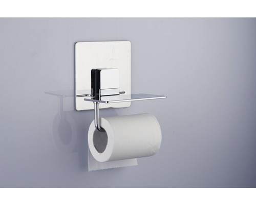REIKA Ovaro toiletrolhouder met magnetische plank, verchroomd, zonder montageplaat