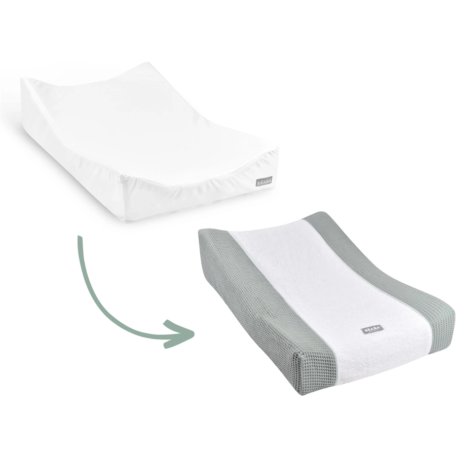 BEABA® Wickelunterlage Sofalange weiß + Bezug grünblau