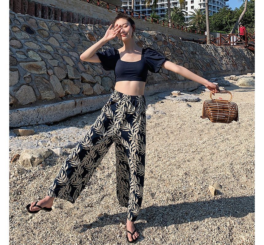 Salanghae - Koppel-matching tankinitop met korte mouwen / printbroek / shorts / set