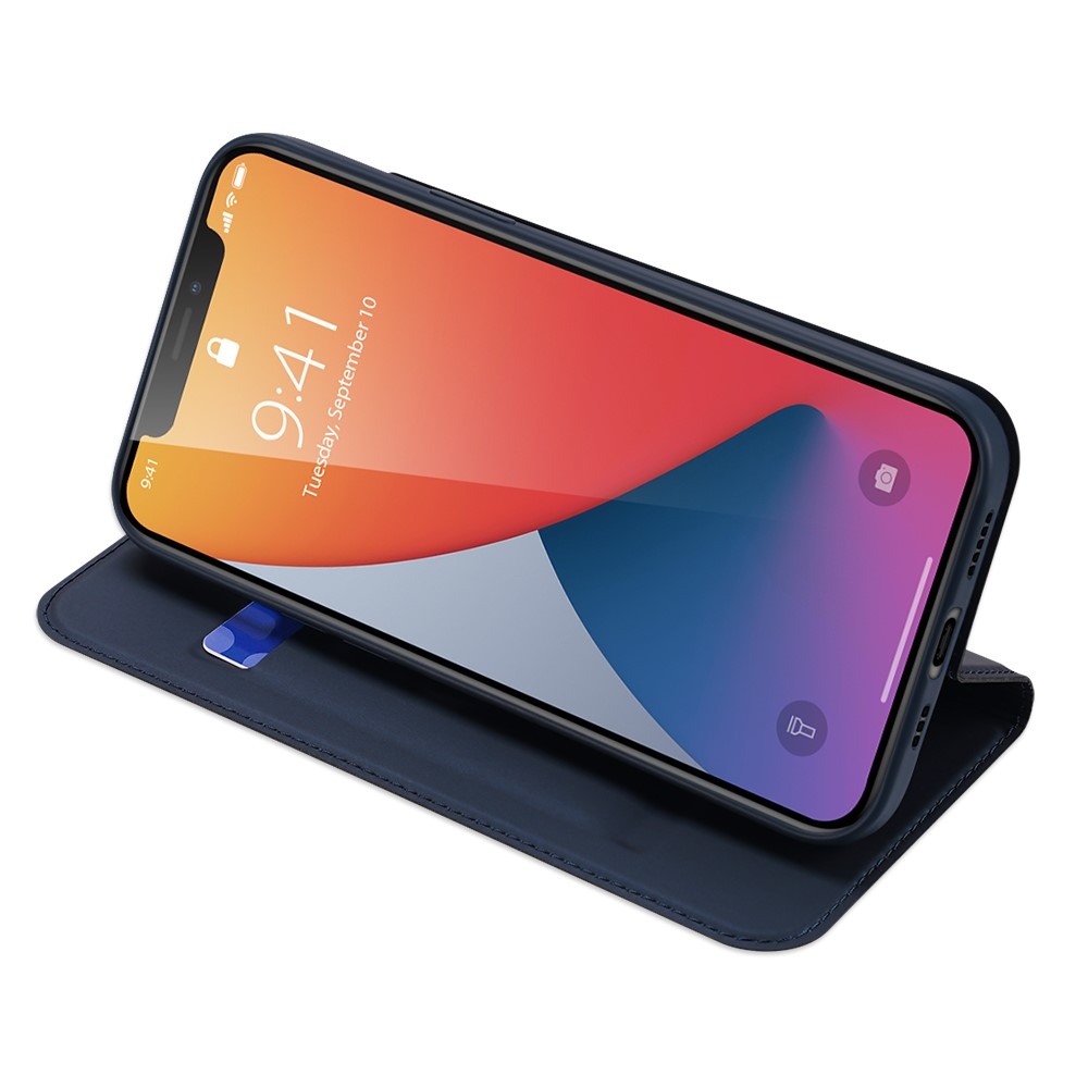 iPhone 12 / iPhone 12 Pro Flip Wallet Cover Leder Tasche - Dunkelblau