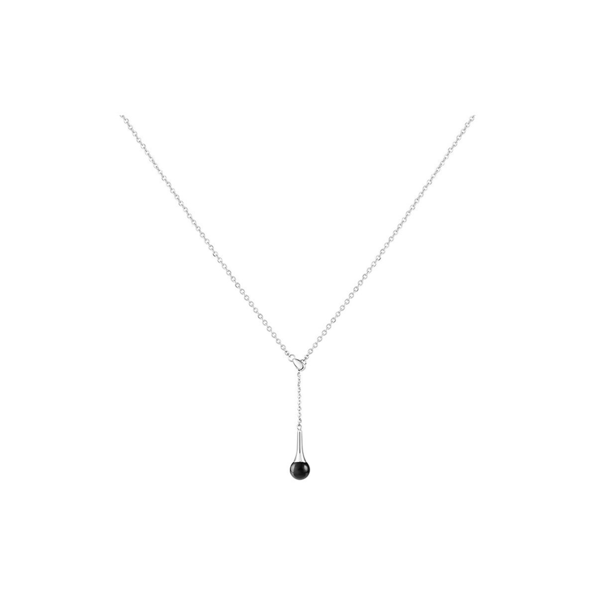 Collier Y en Acier 316L et céramique - blanc brillant