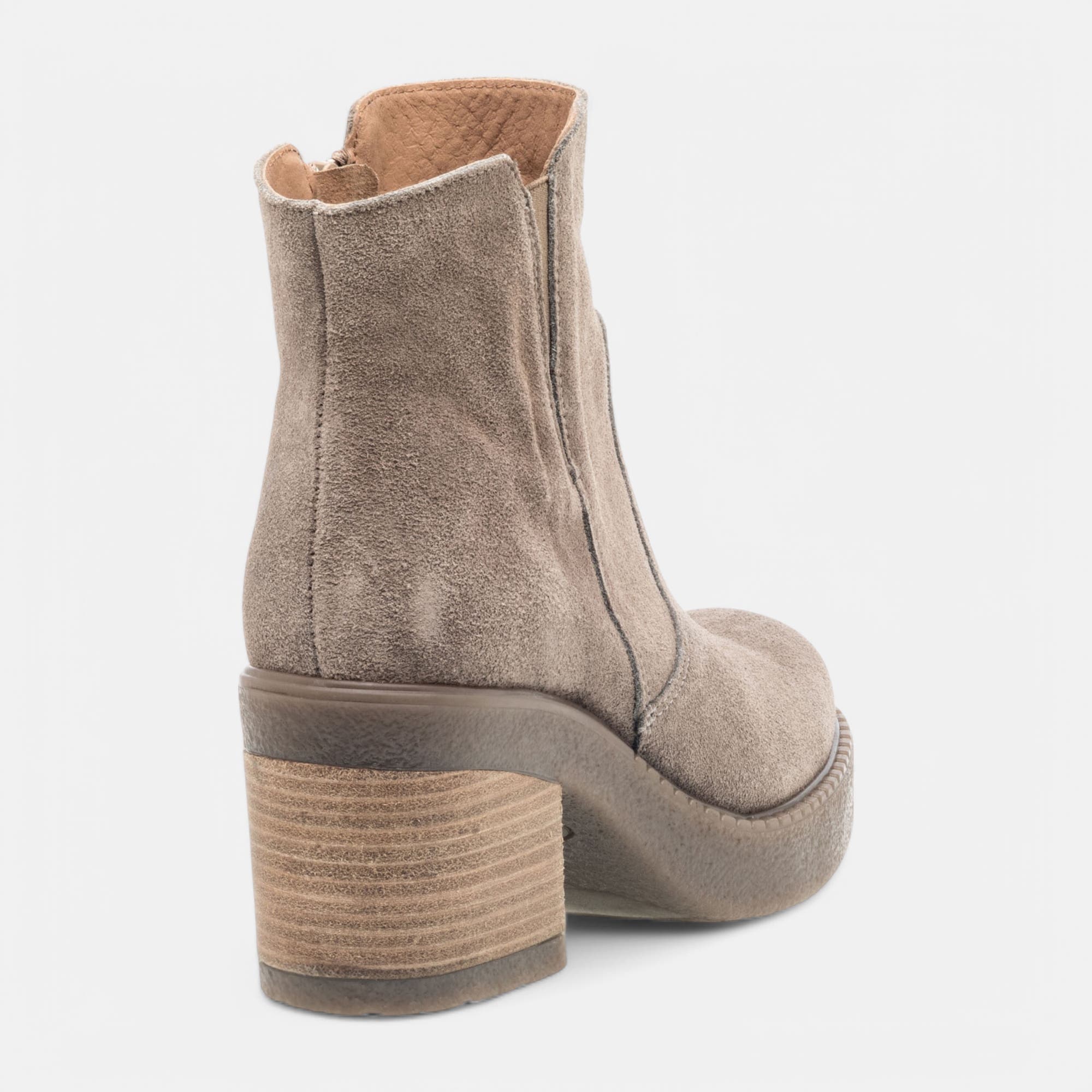 Bottines à talon Femme en cuir taupe