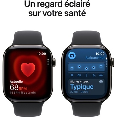 Apple watch Apple Watch Series 11 GPS + Cellular 46mm Boitier en Titane Ardoise avec Bracelet Sport Noir - M/L