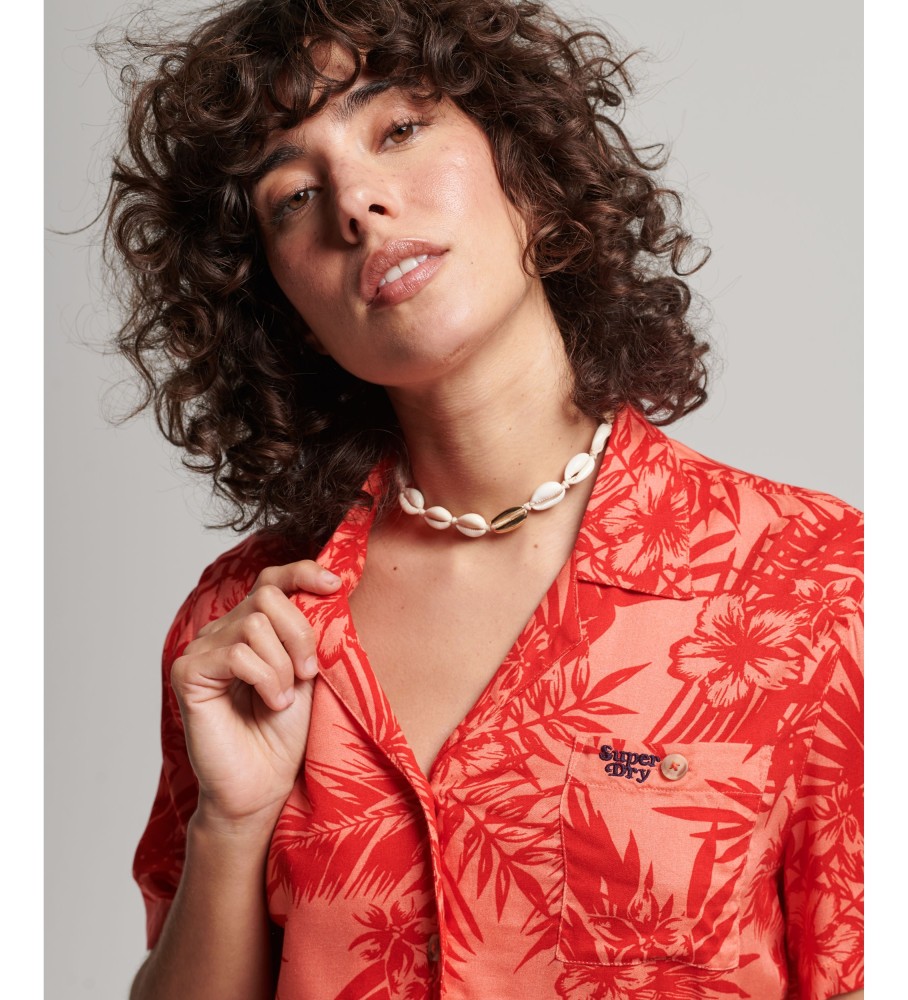 Camisa Superdry Vintage Logo Beach Resort na cor vermelha