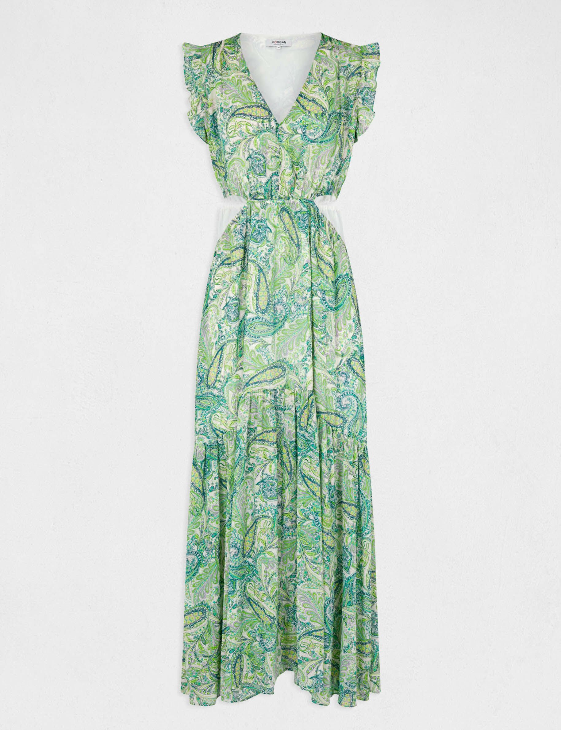Robe longue évasée imprimé cachemire multico femme - multico