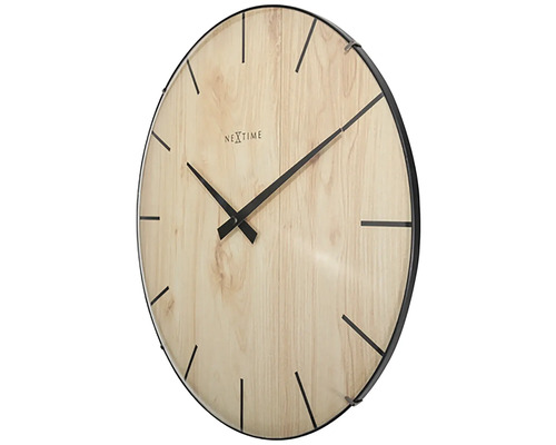 Edge-Wood-Dome wandklok, lichtbruin kunststof, Ø 35 cm