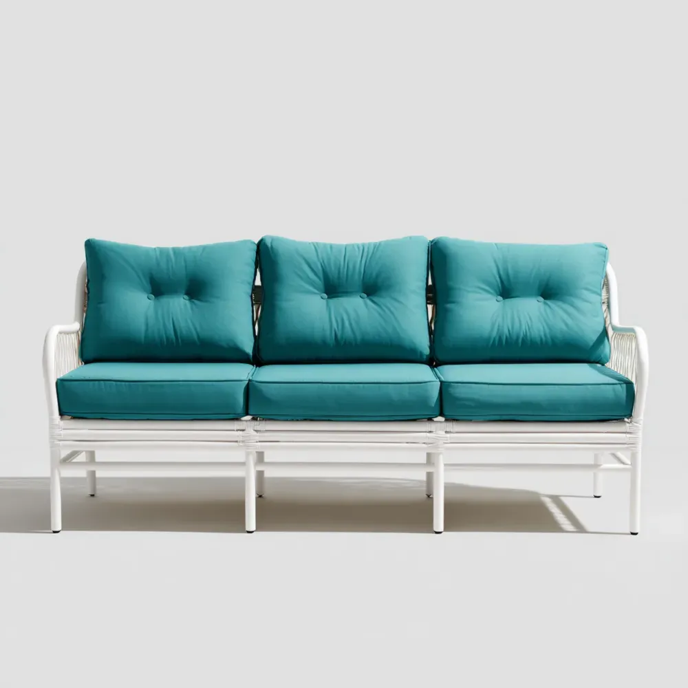 Dreisitzer-Gartensofa Rattan 180x75x80 cm – Türkis – Modernes Design
