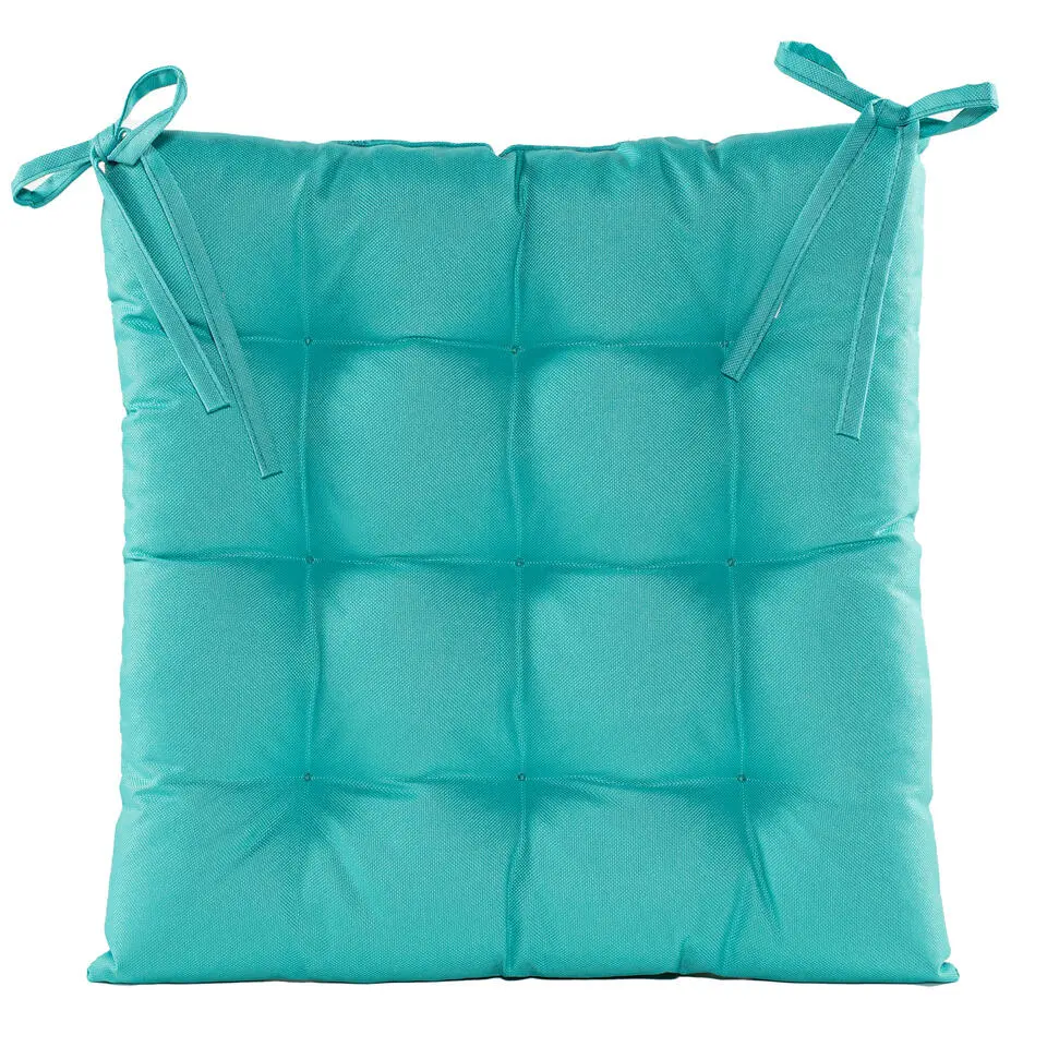 Anna's collection Stoelkussen - turquoise blauw- 38 x 38 cm