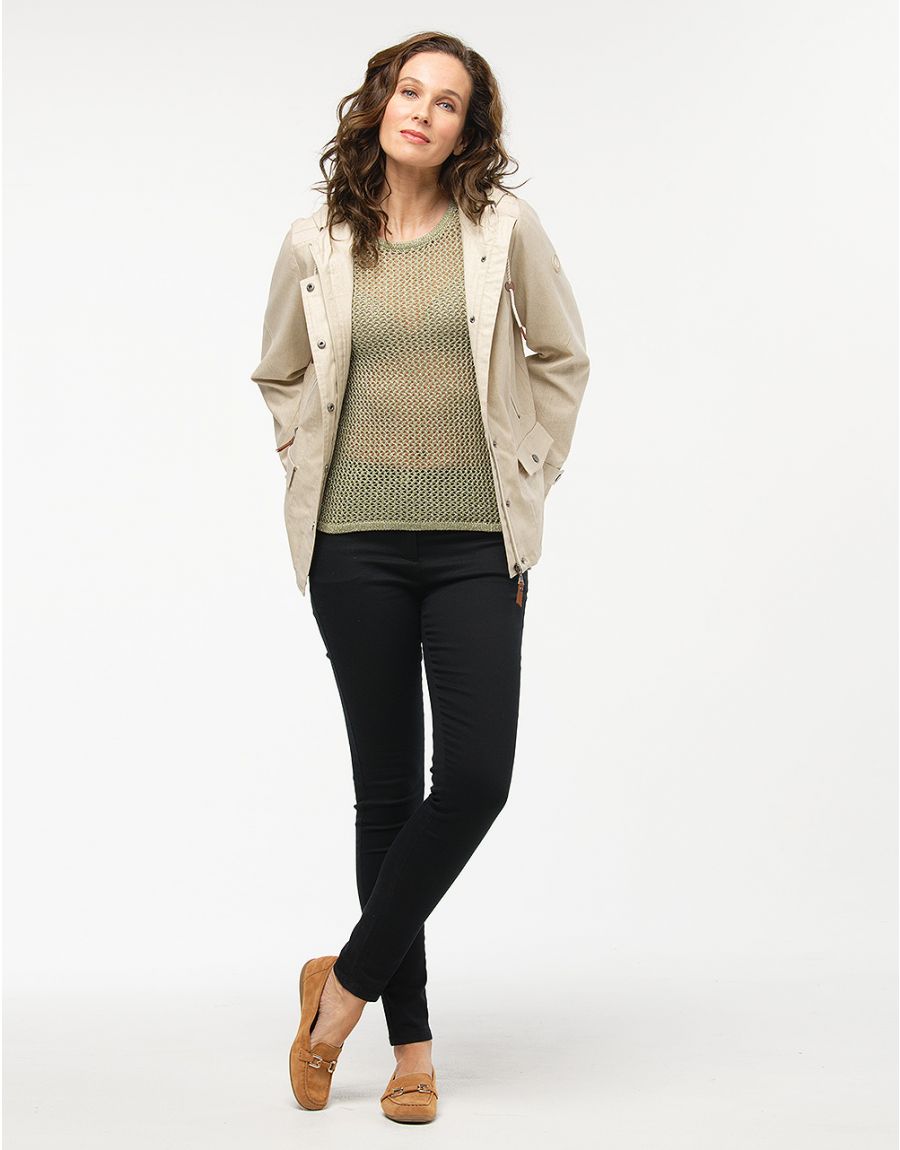 Pull vert maille filet