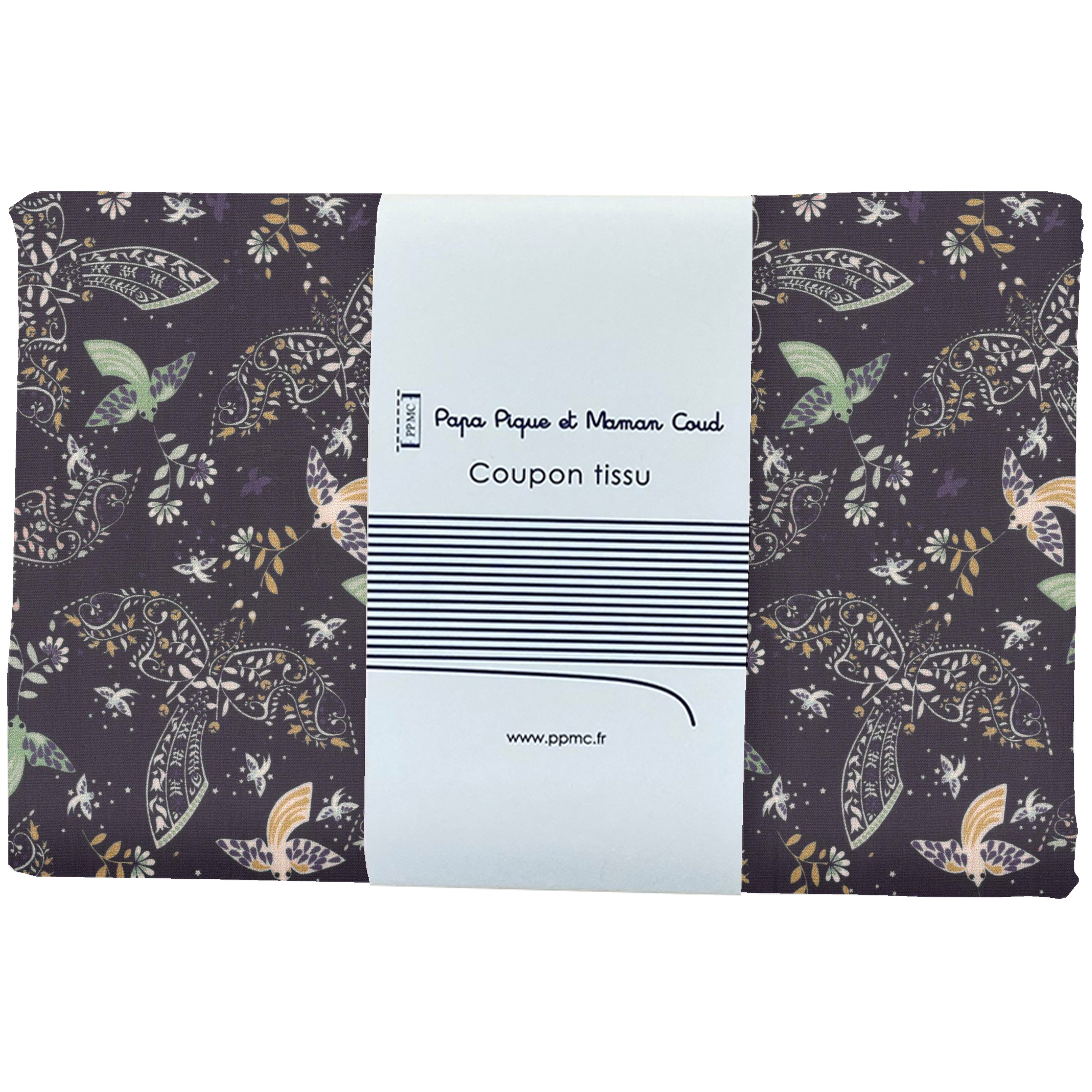 Coupon Tissu 1 M Ex2480 Oiseau Bandana Marine