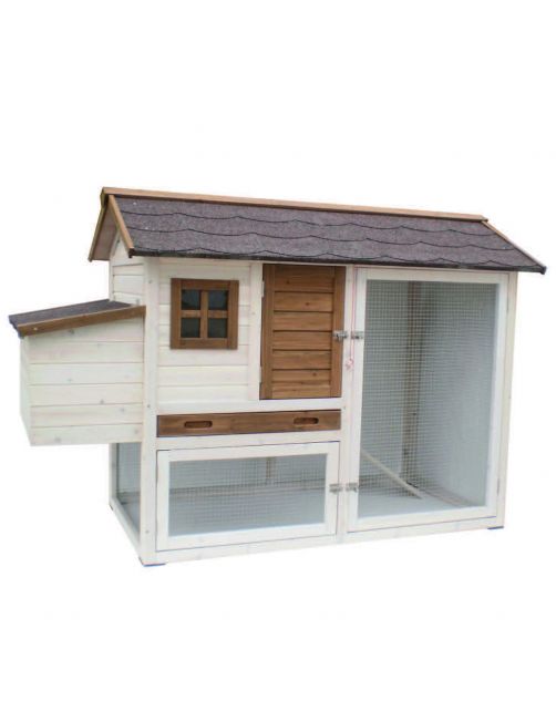 Homestyle Hok Olivia - Kippenhok - 171x81x110 cm Wit Bruin