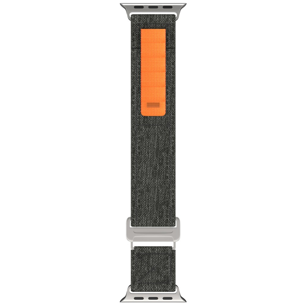 Apple Watch (49/46/45/44 mm) Nylon Armband mit Klettverschluss (Gelenkumfang: 130 - 210 mm) - Anthrazit / Orange