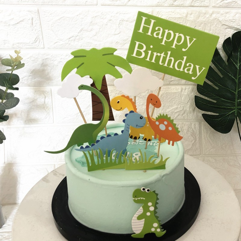 (11-tlg. Set) Kuchenstecker Kinder Tortenstecker Topper Dekoration für Torten / Kuchen - Dinosaurier