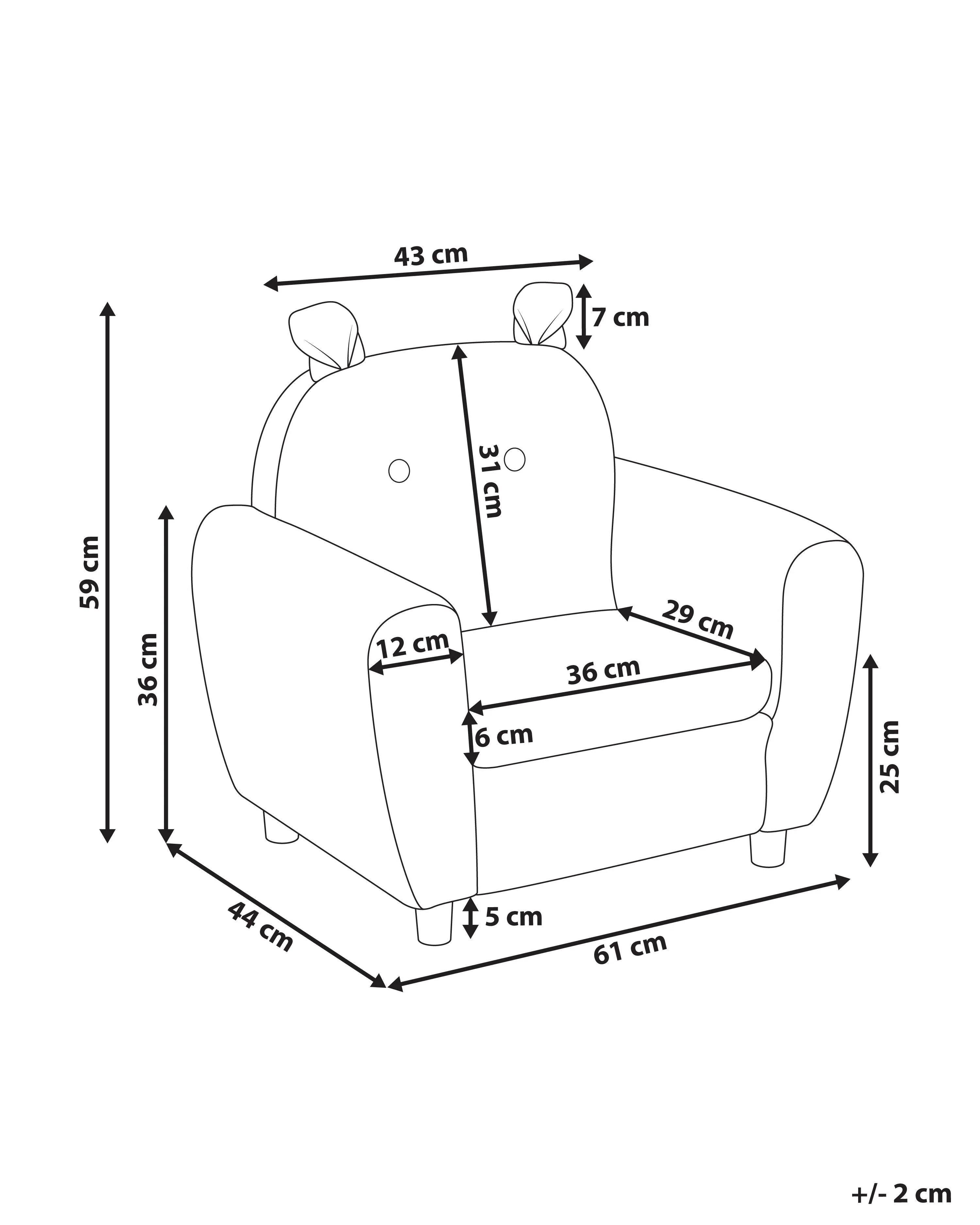 Kinderfauteuil Nijlpaard MARIBO Bouclé Bruin