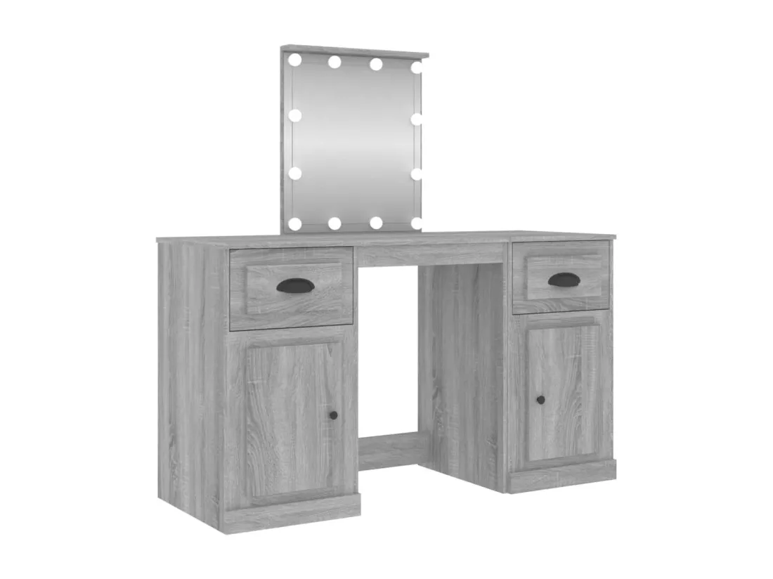 Coiffeuse avec LED sonoma gris 130x50x132,5 cm