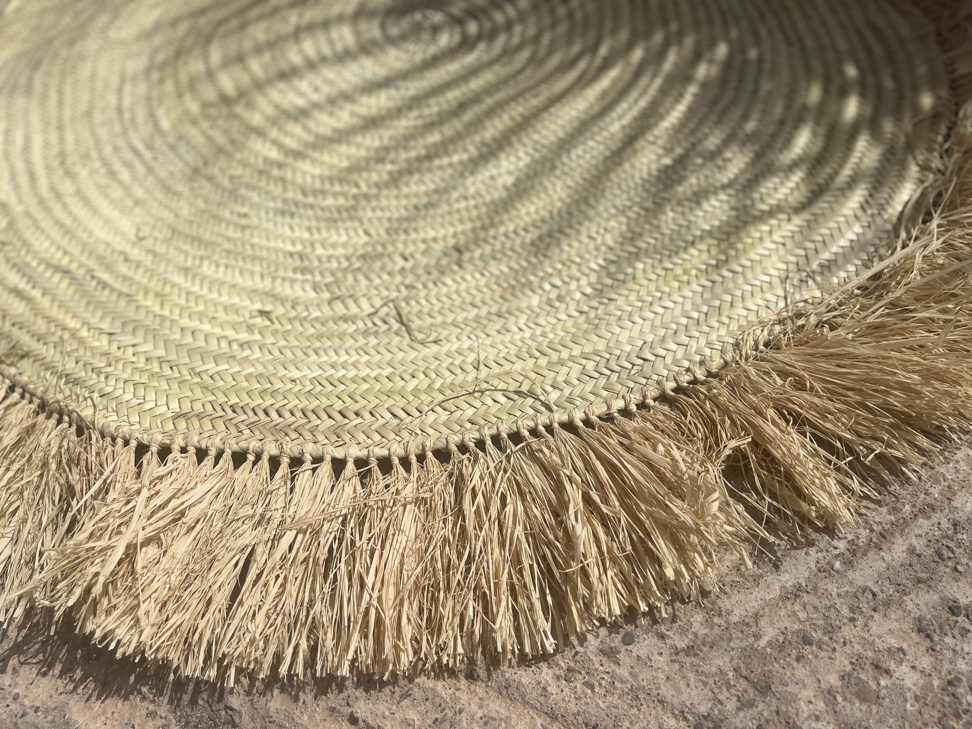 Teppich aus Palmgras, natur, Ø 130 cm von fischer's lagerhaus