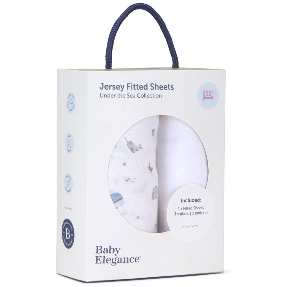 Baby Elegance 120x60cm Jersey-Baumwoll-Bettlaken, 2er-Pack, Motiv: Unterwasserwelt