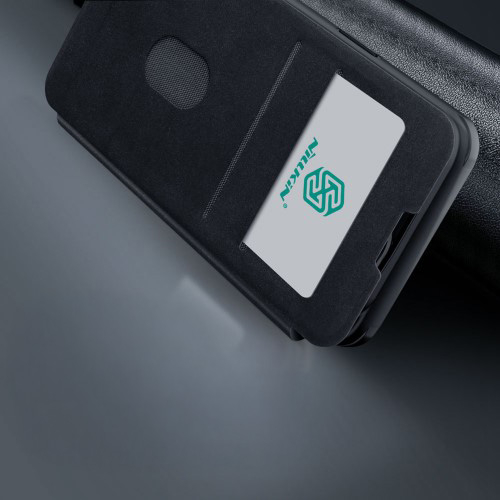 iPhone 14 Pro Leder Tasche Cam-Slider Kameraschutz - Schwarz