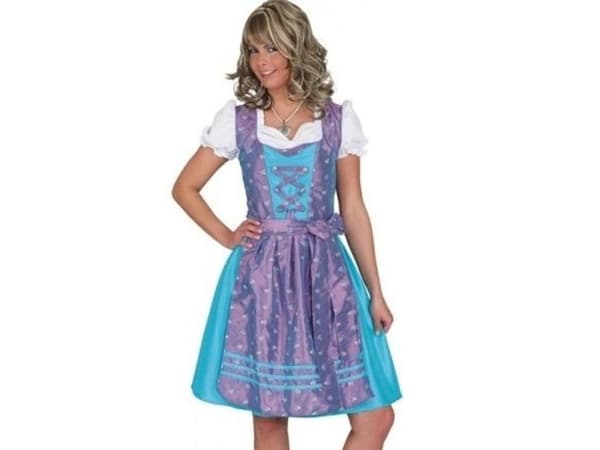 Dirndl kjole turkis og lilla