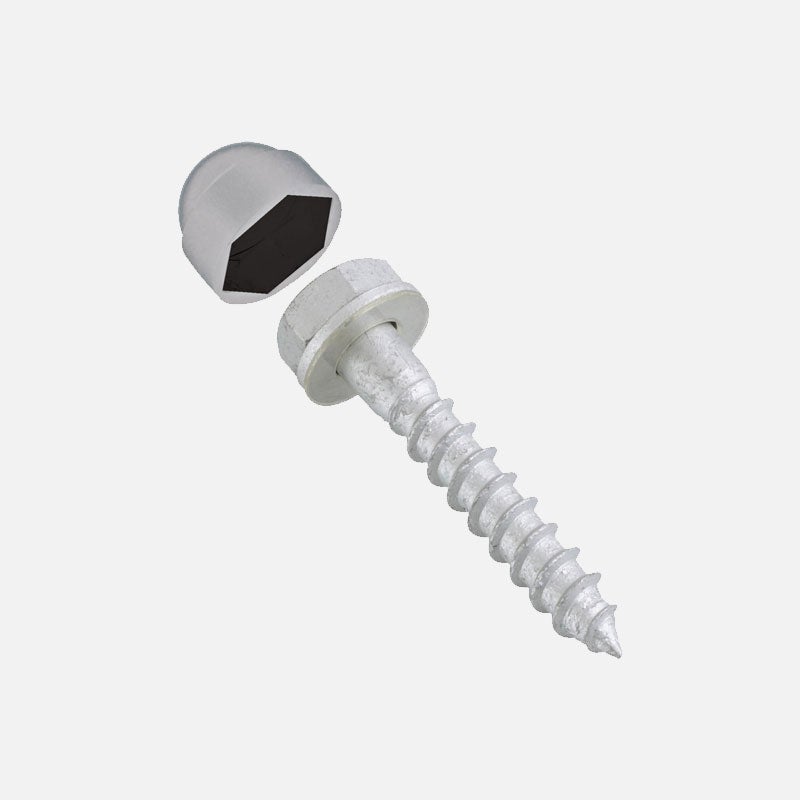 Zeskantige houtschroeven met eindkappen voor bevestiging aan houten vloeren (set van 4) - aluminiumkleur