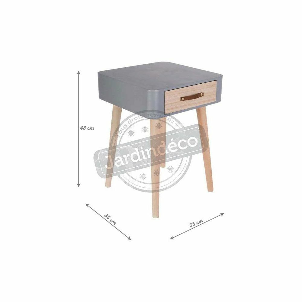 3S. x Home Table De Chevet Grise En Bois RUKIA